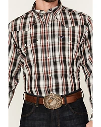 Wrangler Men's Plaid Print Long Sleeve Snap Performance Western Shirt