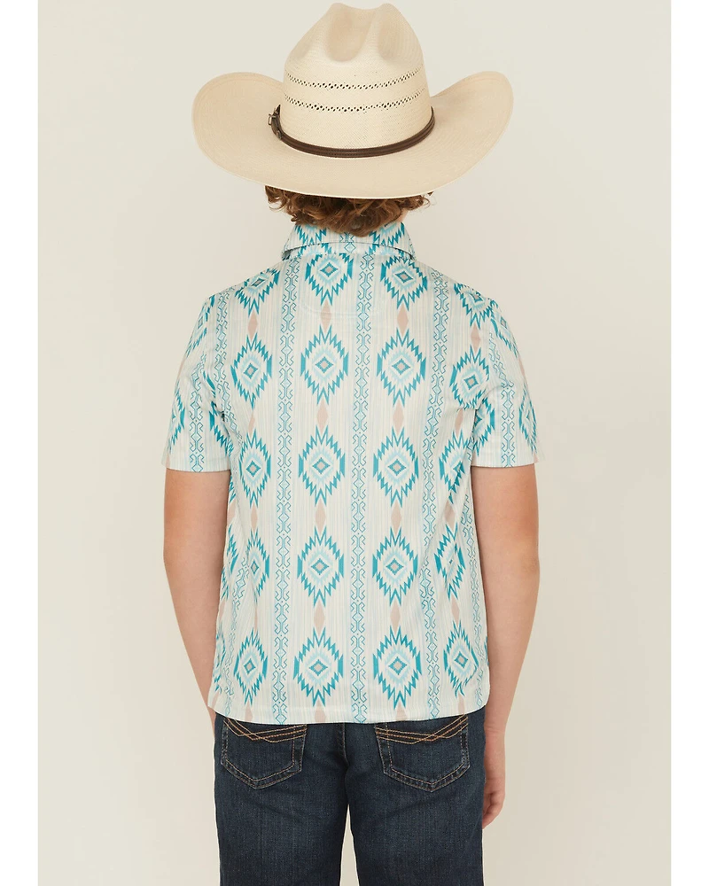 Rock & Roll Denim Boys' Southwestern Print Button-Down Polo Shirt