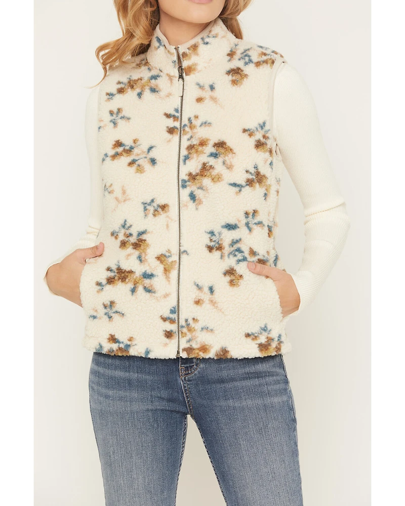 Shyanne Women's Floral Print Sherpa Vest