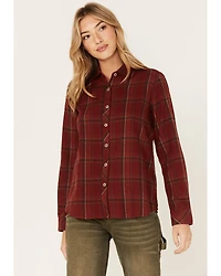 North River Women's Plaid Print Long Sleeve Button Down Flannel Shirt