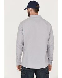 Hawx Men's Chambray Sun Protection Solid Long Sleeve Button-Down Western Shirt - Tall