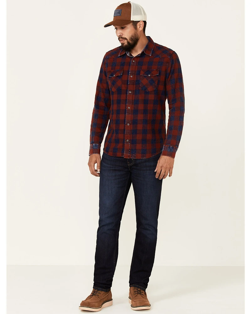 Flag & Anthem Men's McLennan Navy Vintage Plaid Long Sleeve Snap Western Shirt
