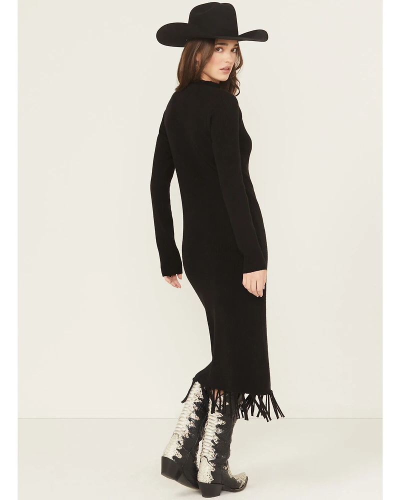 Ariat Women's Alicia Long Sleeve Fringe Sweater Midi Dress