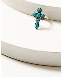 Shyanne Women's Silver & Turquoise Stone Cross 5-piece Ring Set