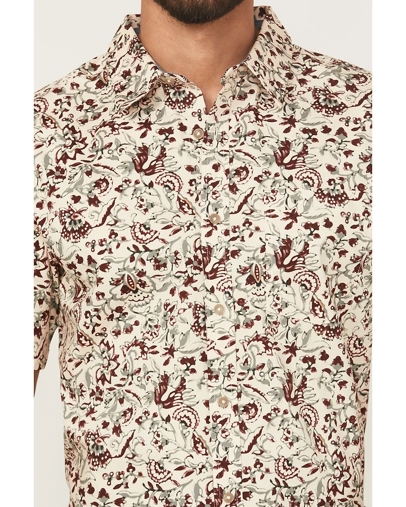 Cody James Men's Red River Floral Print Short Sleeve Button-Down Stretch Western Shirt