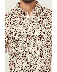 Cody James Men's Red River Floral Print Short Sleeve Button-Down Stretch Western Shirt