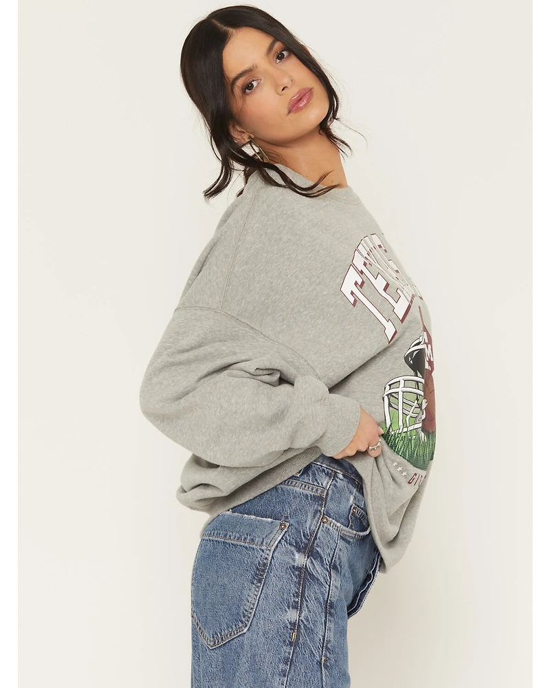 Gameday Women's TAMU Helmet Embroidered Graphic Crewneck
