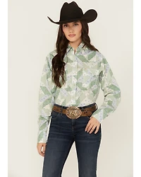Cowboygirl by Jenna Paulette Women's Patchwork Print Long Sleeve Pearl Snap Western Shirt