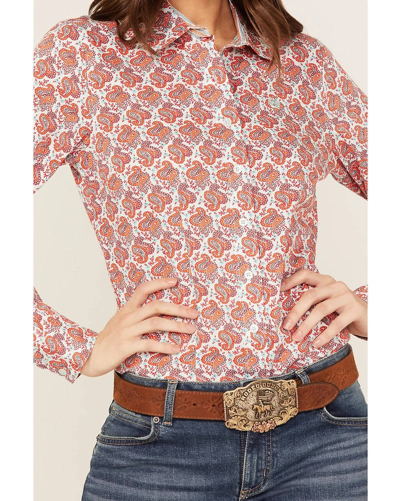 Cinch Women's Paisley Print Long Sleeve Button Down Core Shirt
