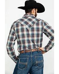 Roper Men's West Made Desert Dobby Plaid Long Sleeve Western Shirt