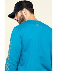 Hawx Men's Teal Sleeve Logo Long Work T-Shirt