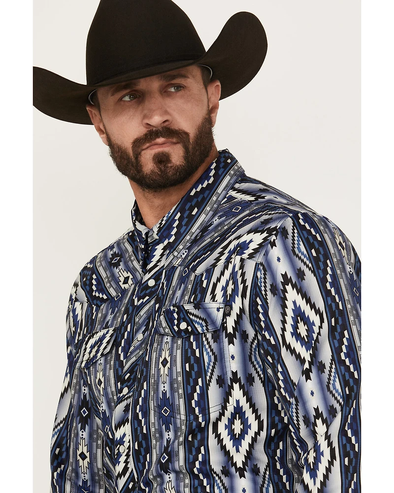 Rock & Roll Denim Men's Tek Southwestern Print Long Sleeve Pearl Snap Western Shirt