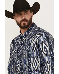Rock & Roll Denim Men's Tek Southwestern Print Long Sleeve Pearl Snap Western Shirt