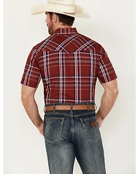 Ely Walker Men's Plaid Print Short Sleeve Pearl Snap Western Shirt
