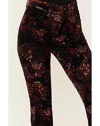 Shyanne Women's Printed Velveteen High Rise Stretch Flare Jeans