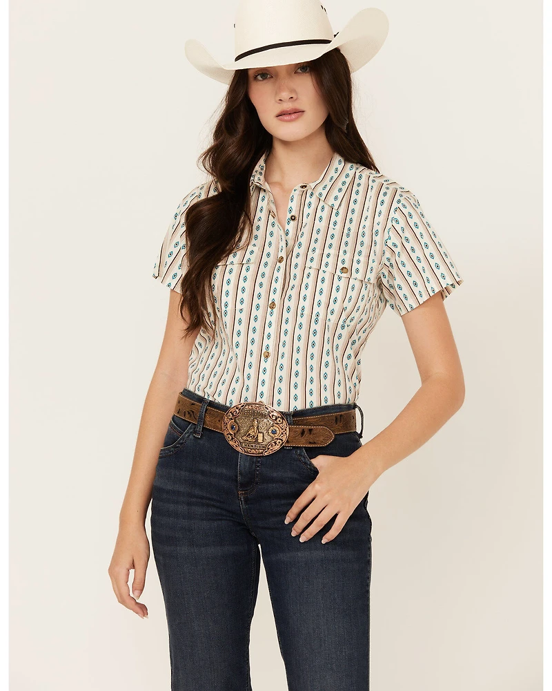 Shyanne Women's Southwestern Print Short Sleeve Snap Western Shirt