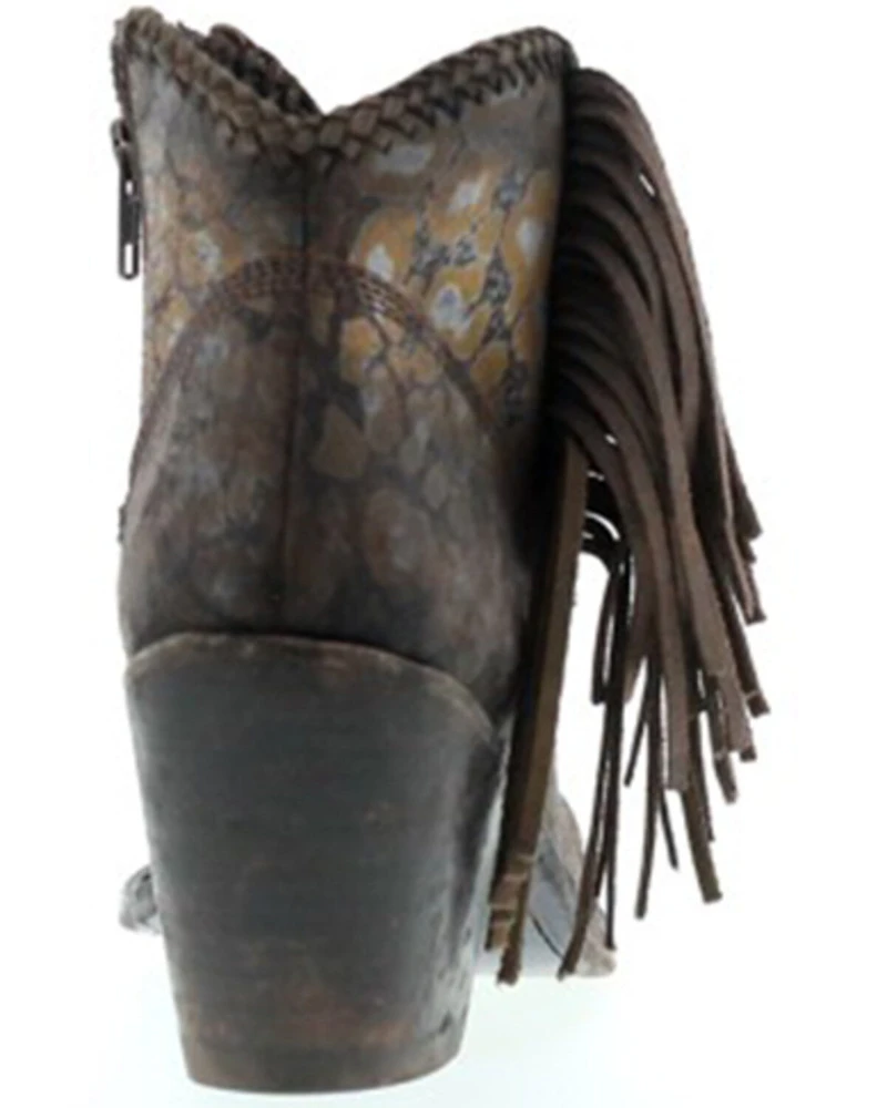 Liberty Black Women's Chloe Leopard Print Braided Fringe Western Booties - Snip Toe