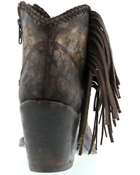 Liberty Black Women's Chloe Leopard Print Braided Fringe Western Booties - Snip Toe