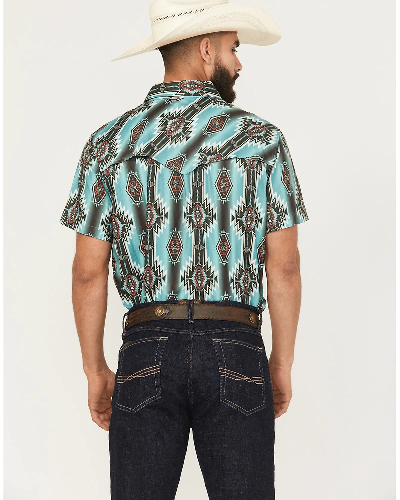 Rock & Roll Denim Men's Boot Barn Exclusive Tek Southwestern Short Sleeve Snap Stretch Western Shirt