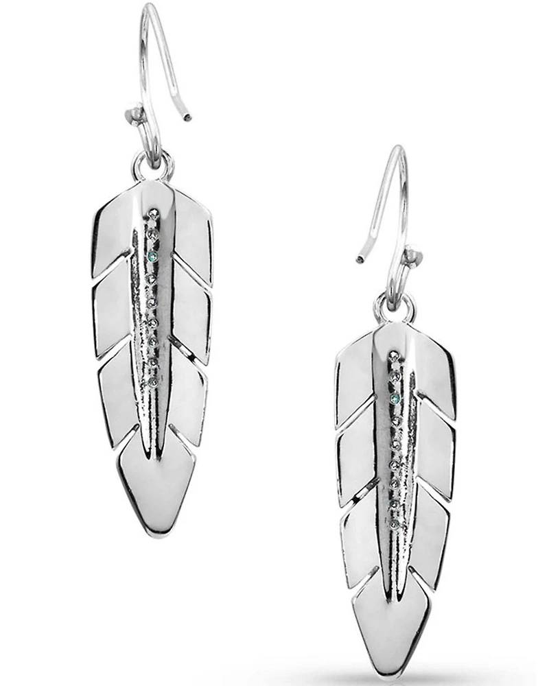 Montana Silversmiths Women's Hawk Feather Opal Earrings