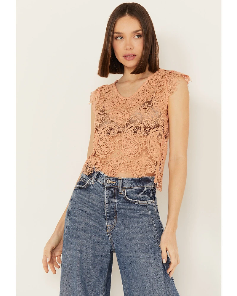 Rock & Roll Denim Women's Paisley Lace Sleeveless Tank