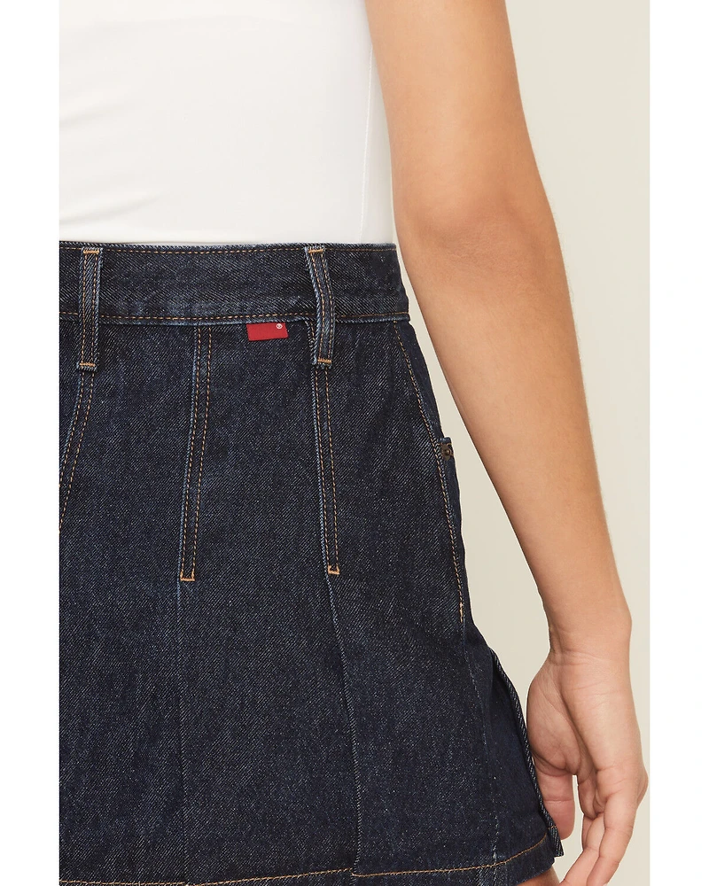 Levi's Women's Dark Wash Remember Together Pleated Denim Mini Skirt