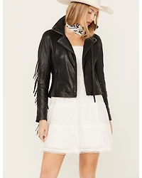Mauritius Leather Women's Crissy Star and Fringe Detail Jacket