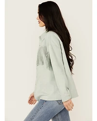 Rock & Roll Denim Women's Faux Suede Front Fringe Shacket