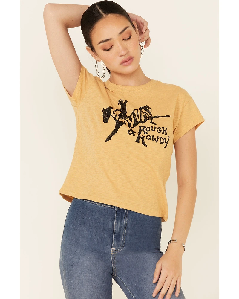 White Crow Women's Giddy Up Rough & Rowdy Graphic Short Sleeve Crop Tee