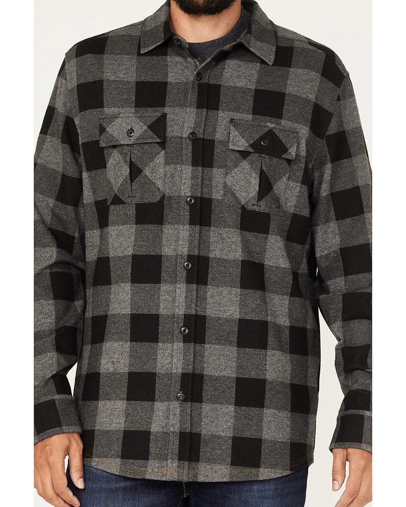 Brothers and Sons Men's Large Jacquard Plaid Print Button Down Western Shirt