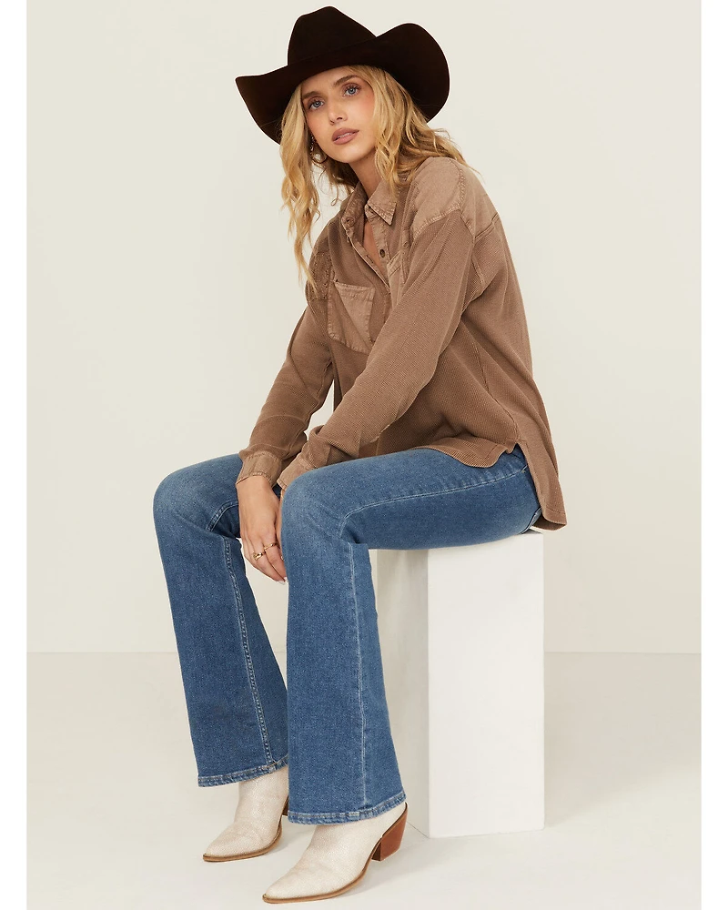 Cleo + Wolf Women's Candie Patchwork Long Sleeve Button-Down Shirt