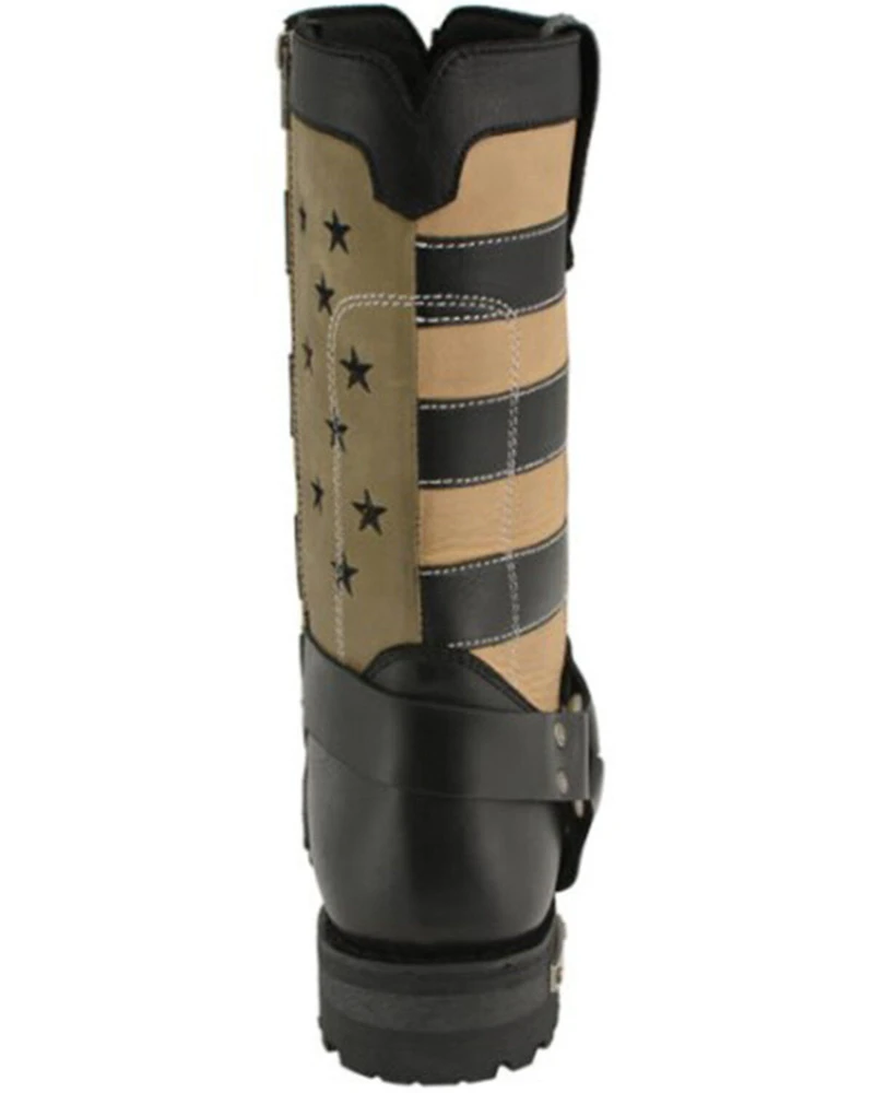Milwaukee Leather Men's Stars And Stripes Motorcycle Harness Boots - Square Toe