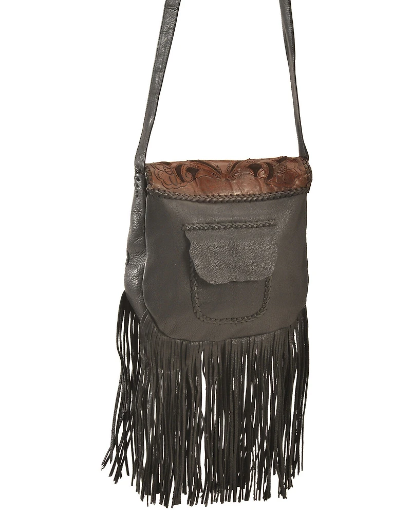 Kobler Leather Black Hand-Tooled Antique Finish Bag