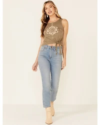 Shyanne Women's Sun & Moon Graphic Tie-Front Tank Top