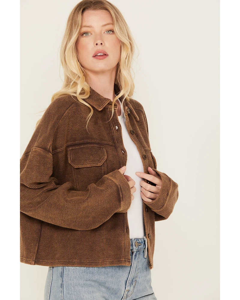 Rock & Roll Denim Women's Corduroy Button-Down Long Sleeve Shirt