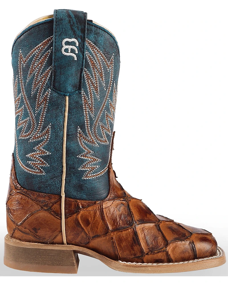 Horse Power Boys' Seas the Day Fish Print Boots - Square Toe