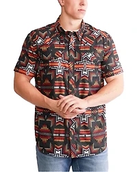 Rock & Roll Denim Men's Tek Southwestern Print Short Sleeve Snap Western Shirt