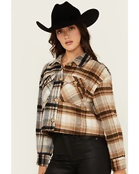 Cleo + Wolf Women's Clara Color Block Plaid Print Button-Down Shacket