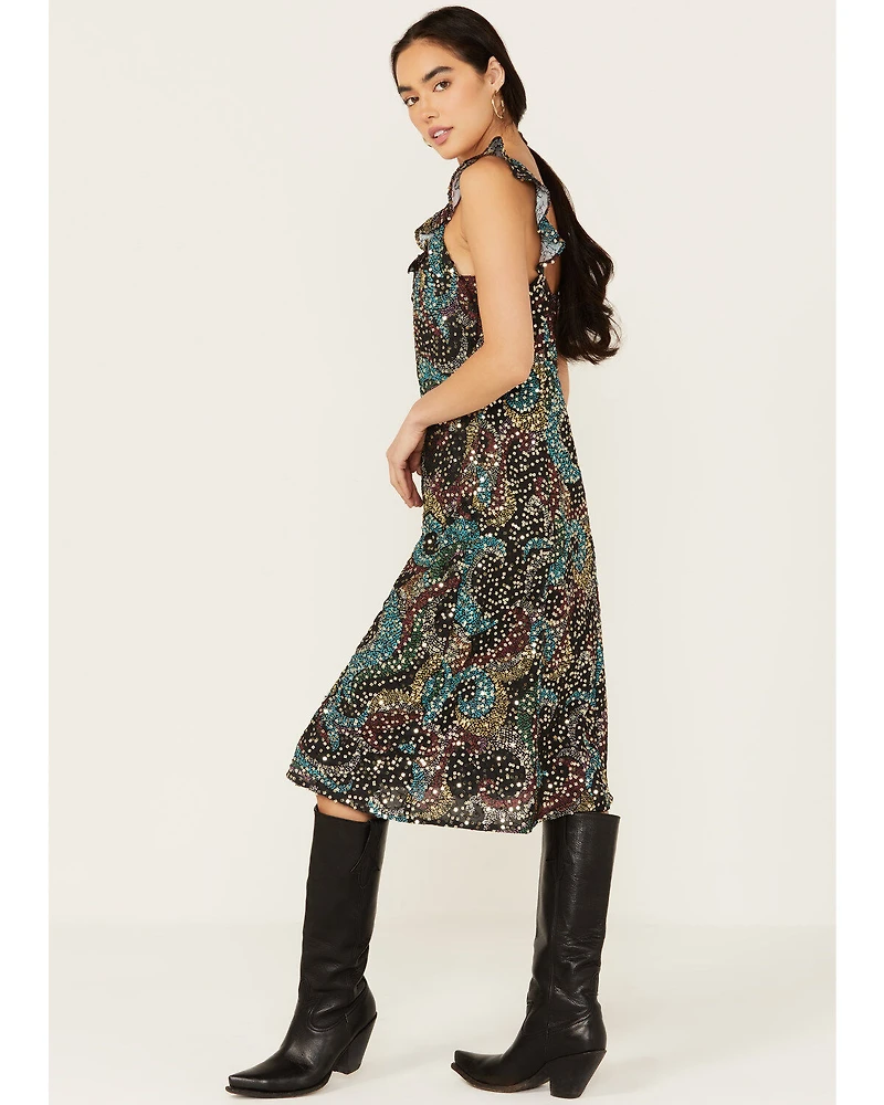 Rock & Roll Denim Women's Sequins Print Slip Mini Dress
