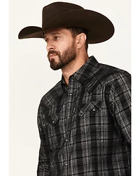 Moonshine Spirit Men's Black Jack Plaid Print Long Sleeve Snap Western Shirt