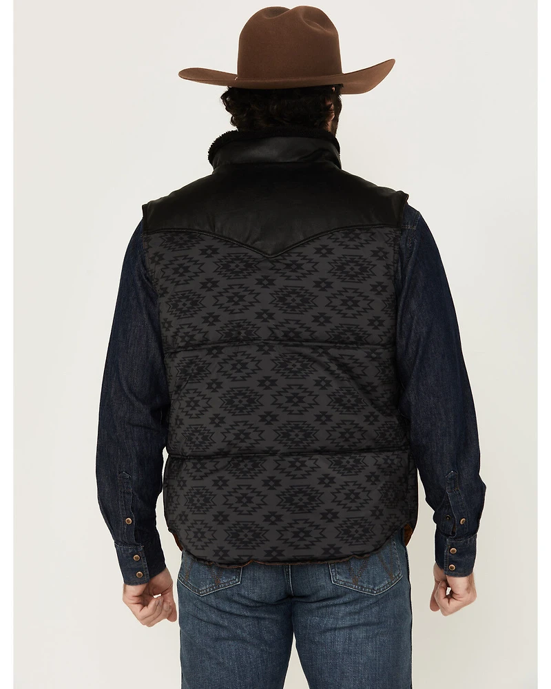 Cody James Men's Rocker Tonal Southwestern Print Puffer Vest