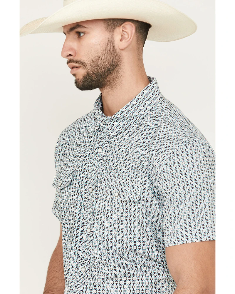 Panhandle Men's Geo Print Short Sleeve Snap Performance Western Shirt