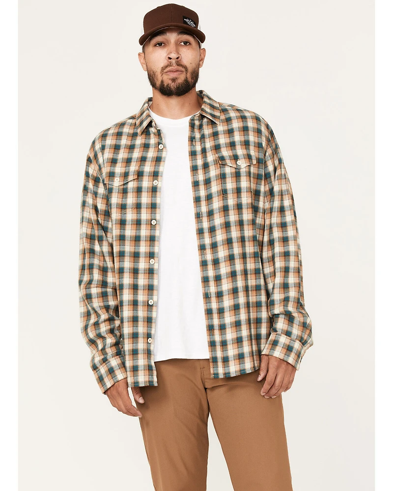 Brothers and Sons Men's Casual Plaid Print Long Sleeve Button Down Western Flannel Shirt