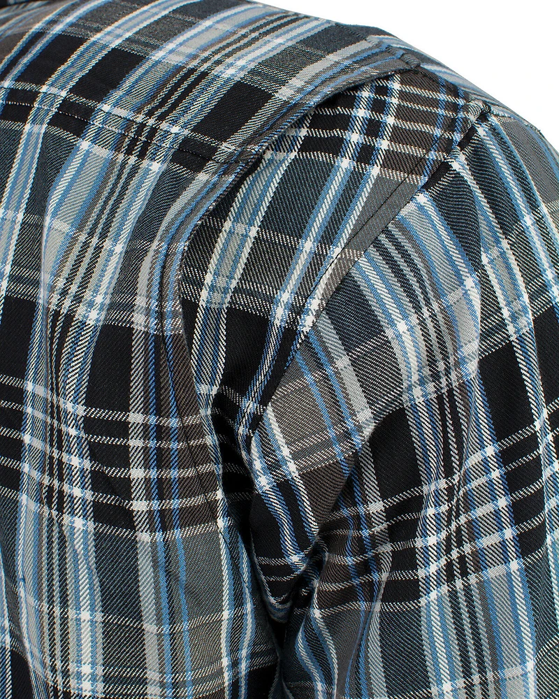 Milwaukee Performance Men's Black/White/Blue Aramid Flannel Biker Jacket - 5X