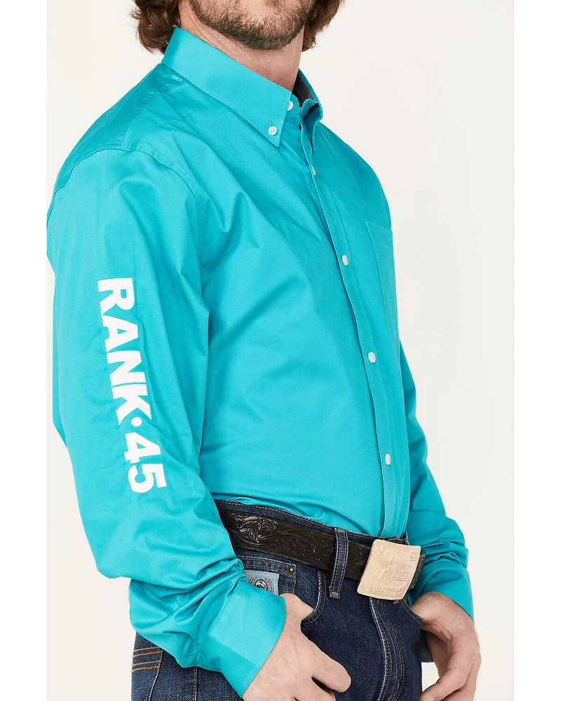 RANK 45® Men's Solid Long Sleeve Button-Down Snap Shirt
