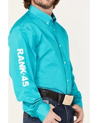 RANK 45® Men's Solid Long Sleeve Button-Down Snap Shirt