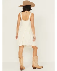 Shyanne Women's Crochet Trim Sleeveless Mini Dress