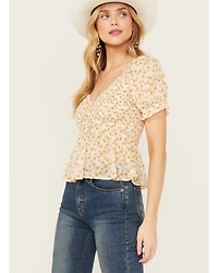 Ash & Violet Women's Floral Smocked Top