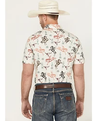 Rock & Roll Denim Men's Bronc Print Short Sleeve Snap Stretch Western Shirt