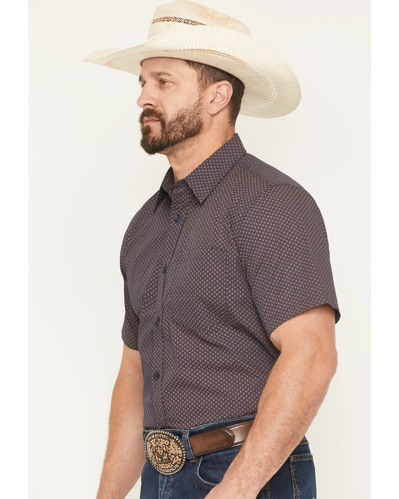 Gibson Trading Co Men's Polka Micro Geo Print Short Sleeve Button-Down Stretch Western Shirt